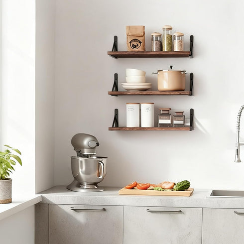Set 3, 16.5 Inch) Fixwal Wall Shelves Floating Shelves for Wall Bedroom Bathroom Living Room Kitchen Storage