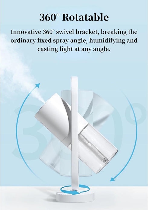 Portable Mini Humidifier, 360° Rotating Cool Mist Air Humidifier with Automatic Shutdown for Home and Travel