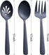 Matte Black Serving Utensil Set, 9.5-inch Stainless Steel Large Serving Spoon and Fork with Satin Finish