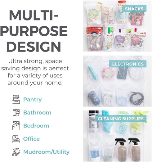 24 Closet Closets, 40 lbs HOME GENIE Over the Door Hanging Shoe Organizer, Breathable Mesh Pockets, Rack Storage