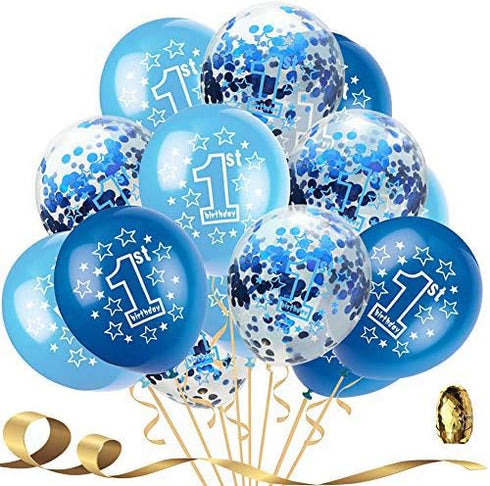 BEISHIDA 1st Boy Happy Birthday Decorations, 12 Inch Large Navy Blue Confetti Balloons, Perfect for Baby 1st Birthday