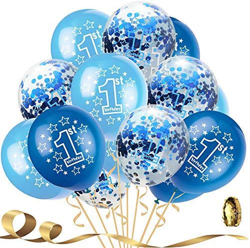 BEISHIDA 1st Boy Happy Birthday Decorations, 12 Inch Large Navy Blue Confetti Balloons, Perfect for Baby 1st Birthday
