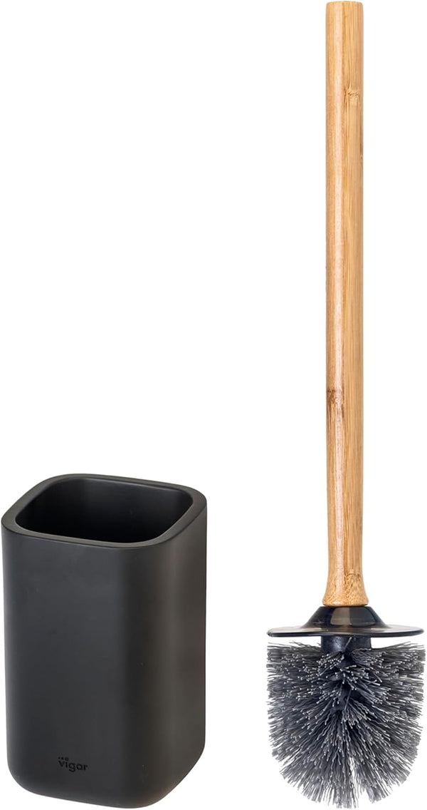 Vigar Zense Toilet Brush and Holder Set, Toilet Bowl Brush with Polyresin