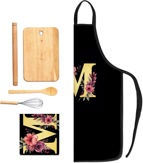 Monogrammed Gifts for Women, A-Z Initial Aprons for Cooking, Baking