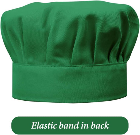 Kids Apron and Chef Hat Set - Adjustable Bib Apron with 2 Pockets for Boys Girls Kitchen Cooking (6-12 Year, Green)