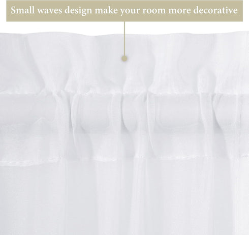 MIULEE 25 x 40 Inches Sidelight Sheer French Door Curtains, Light Filtering Window Treatment with Tieback - 2 Panels,