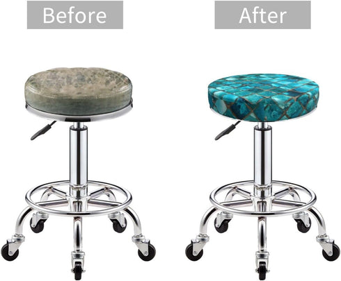 Ouqiuwa 14 Inch Turquoise Blue Bar Stool Covers Round, Soft Bar Stool Seat Cover Cushion