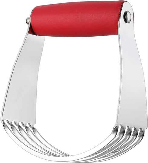 Spring Chef Dough Blender, Heavy Duty Professional Pastry Cutter, Medium Size with Stainless Steel Blades, Red