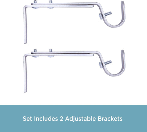 Kenney Adjustable Bracket for 3/4" Curtain Rod, Satin Nickel, 2 Pack