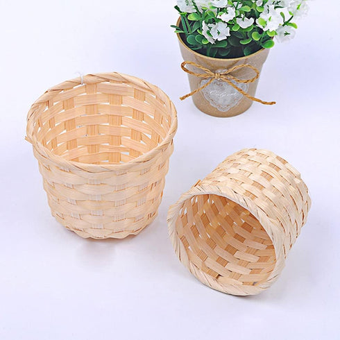 HANABASS 5 Pcs Desktop Weaving Storage Basket, Small Wood Woven Box for Crafts, Toys, Jewelry Organizer