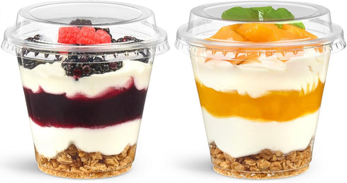 50 Pack 9 oz Plastic Dessert Cups with Lids, Small Plastic Yogurt