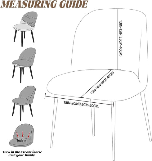 Set 1/2/4/6 Armless Velvet Curved Back Chair Covers Round Back Dining Room Chair Covers Slipcovers of Mid Century