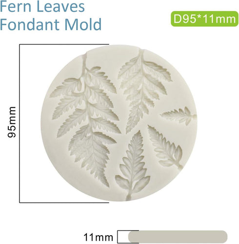 2PCS Succulent Fondant Mold - Fern Leaf Silicone Molds for Cake Decoration, Gumpaste 3D Molds for Cupcakes