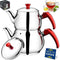 Hakan Teapot Set with Self Strainer Double Lids, Stainless Steel Midi Double