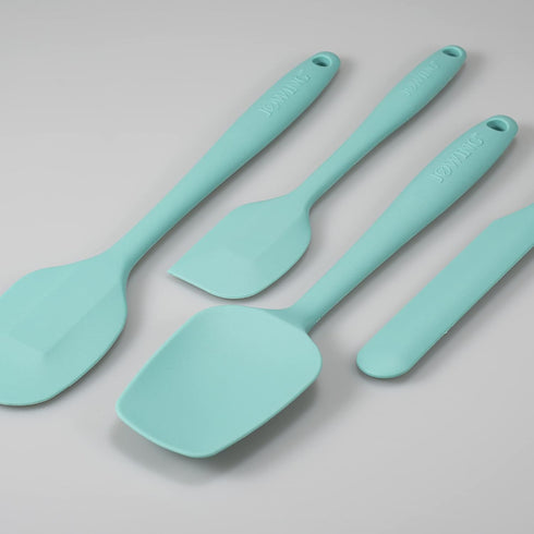 4 Piece Silicone Spatula Set, Flexible Heat Resistant Non-scratch Rubber Spatulas with Stainless Steel Core, Aqua Sky