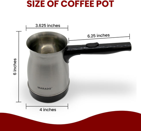 Marado Arabic/Turkish Foldable Portable Electric Coffee Pot, Stainless Steel, up to 5 cups