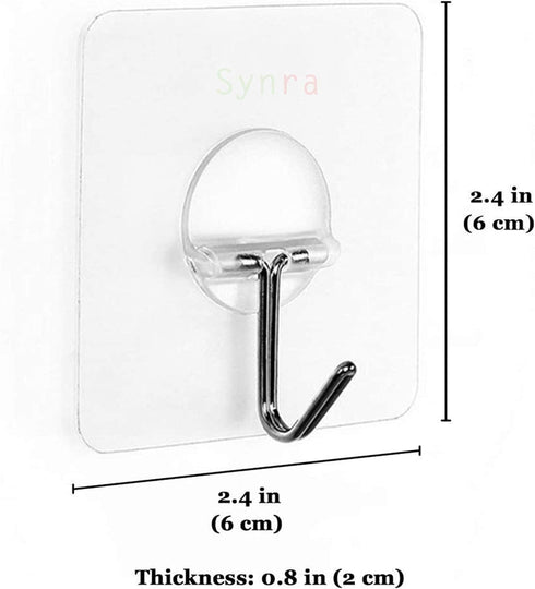 Wall Hooks, Transparent Adhesive Hangers, Rotatable Stainless Steel Hooks, Easy Installation & Reusable (Self Adhesive,