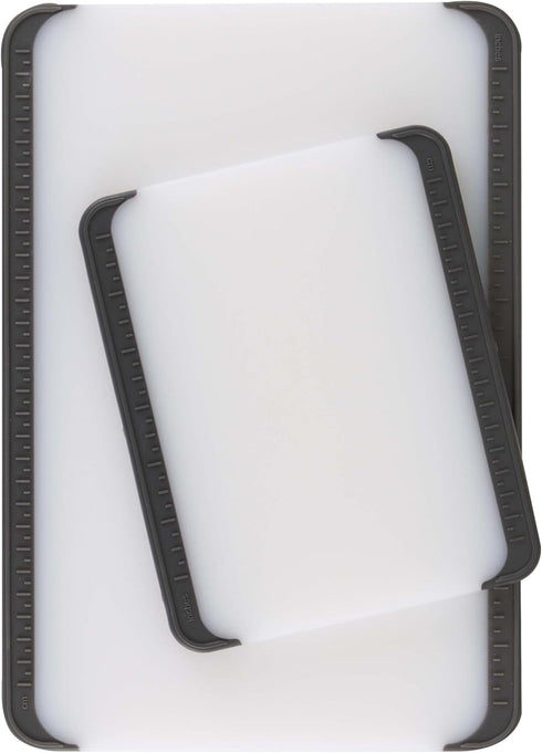 Dexas 2-Pack Non-Slip Cutting Boards with Measuring Guides, Includes 13"x9" and 8"x6.5" Boards