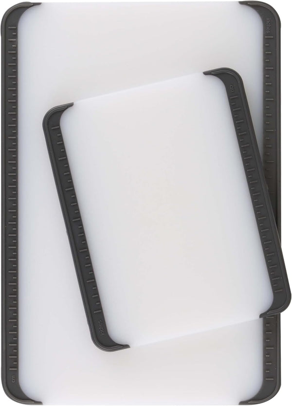 Dexas 2-Pack Non-Slip Cutting Boards with Measuring Guides, Includes 13"x9" and 8"x6.5" Boards