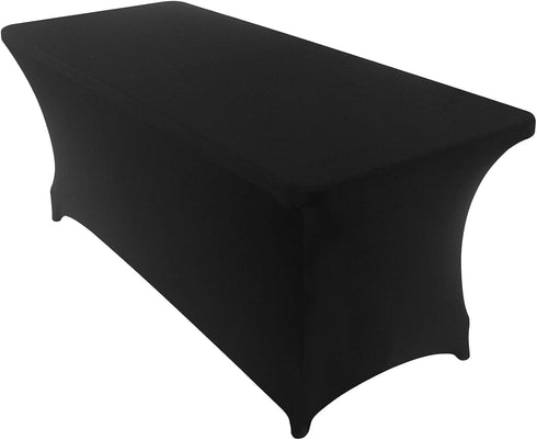 Peomeise 6FT Spandex Table Cover Rectangular Stretch Tablecloth (Black, 6FT)