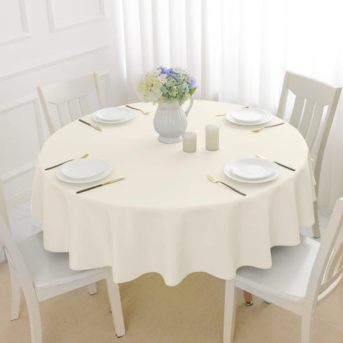Romanstile Round Waterproof Tablecloth - Stain Resistant Washable Table Cloths for Indoor and Outdoor, Ivory