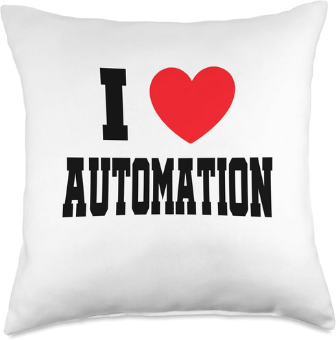 My Heart I Love Automation Throw Pillow, 18x18, Multicolor