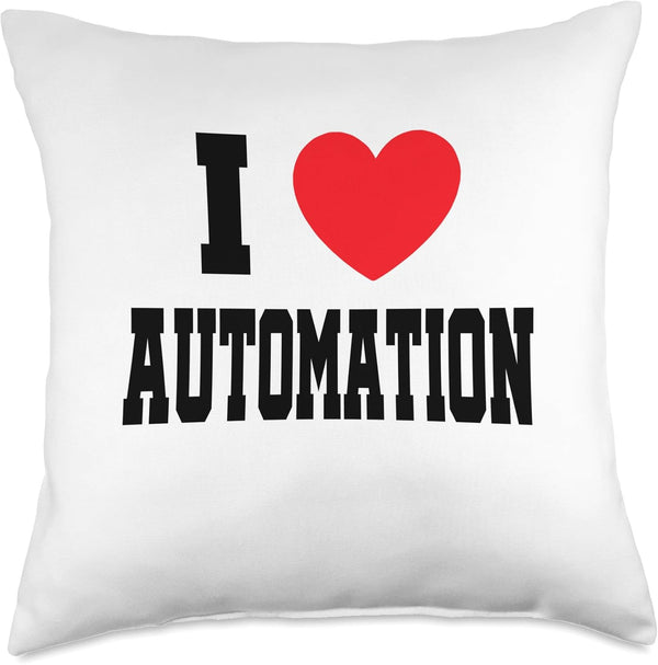 My Heart I Love Automation Throw Pillow, 18x18, Multicolor