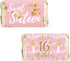 Pink and Gold Sweet 16 Birthday Party Mini Chocolate Candy Bar Wrappers - 42 Count, Sweet Sixteen Party Favor