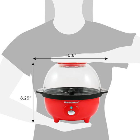 Elite Gourmet EPM330R Automatic Stirring Popcorn Maker, 12-cup Hot Oil Popcorn Machine with Built-in Serving Bowl