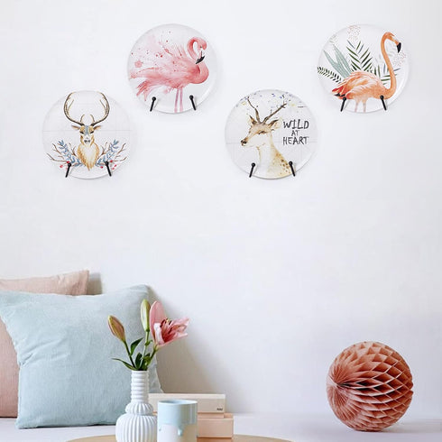 4 Pack 5 Inch Wall Mount Plate Display Hanger, Wall Easel Holder, Tabletop Plate Stand for Decorative Plates, Arts