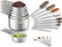 Wildone Measuring Cups & Spoons Set of 21 - 7 Stainless Steel Nesting Cups, 8 Measuring Spoons, 1 Leveler & 5 Mini