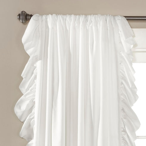 Set, 54" 84" Set Lush Decor Reyna Ruffle Window Curtain Panel Pair, W x L, White - Flowy Curtain - Romantic Ruffle