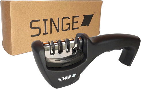 4-in-1 Knife & Scissor Sharpener Tool, 4-Stage Handheld Sharpener with Ceramic and Steel Steps