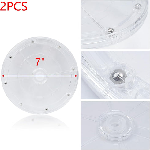 7" Pack 2 MY MIRONEY Heavy Duty Lazy Susan Turntable Organizer Clear Acrylic Rotating Swivel Stand with Steel Ball
