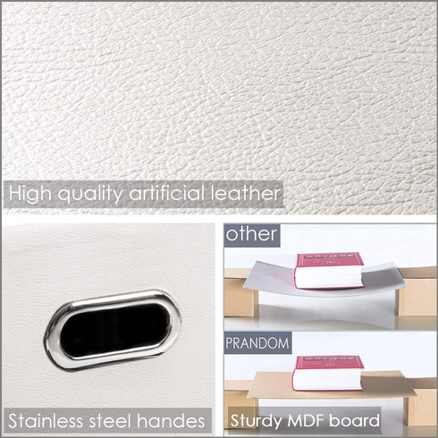 PRANDOM Large Stackable Storage Bins with Lids, 3-Pack Leather Fabric Foldable Storage Boxes for Home
