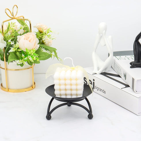 Pillar Candle Holder Set of 3, Black Iron Candle Stand, Candlesticks for Party Wedding Table Home Decoration