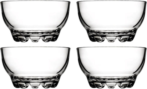BOHEM'S Clear Glass Bowls Set of 4, 9.5 oz Small Serving Bowls for Dessert, Snack, Cereal, Fruit, Ice Cream