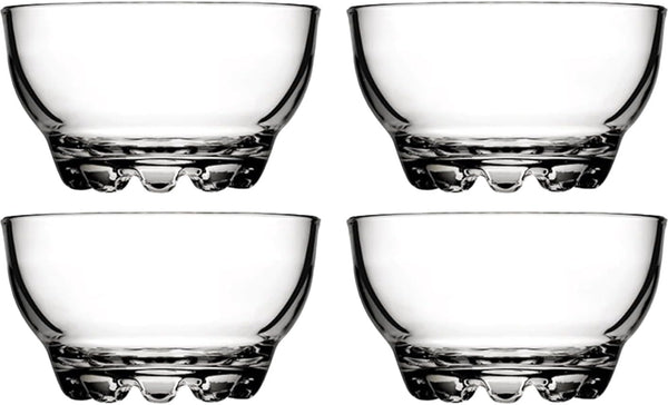 BOHEM'S Clear Glass Bowls Set of 4, 9.5 oz Small Serving Bowls for Dessert, Snack, Cereal, Fruit, Ice Cream