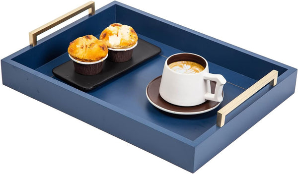 Decorative Coffee Table Ottoman Trays Modern Wood Elegant 16"x12" Rectangle Glossy Shagreen