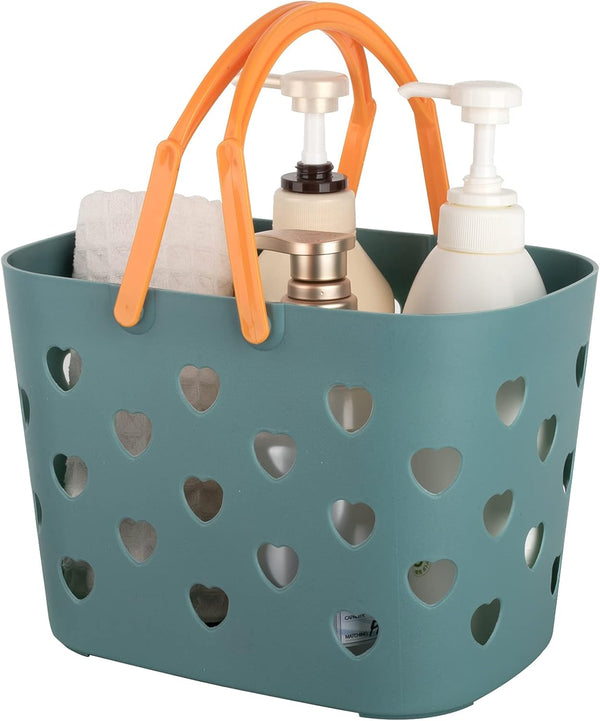 Anyoifax Portable Shower Caddy Tote, Plastic Storage Basket with Handle for Bathroom, Pantry & College Dorm (Blue)