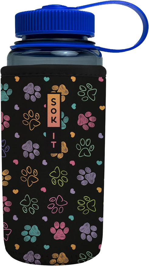 Sok It BotlSok Water Bottle Sleeve Insulated Neoprene Cover (Furry Footprints, Fits