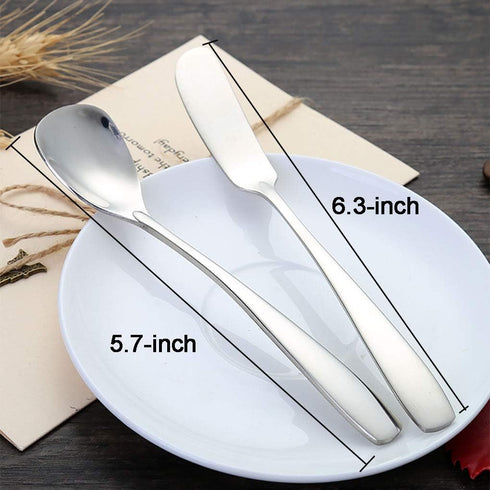 2-Pack Set, Stainless Steel Cheese Spreader and Dessert Spoon Yogurt Spoon, Spatula Knife for Cheese, Jelly, Jam