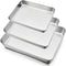 P&P CHEF Deep Baking Pan Set of 3, Stainless Steel Baking Sheet Lasagna Rectangle Cake Pan for Oven Use