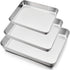 P&P CHEF Deep Baking Pan Set of 3, Stainless Steel Baking Sheet Lasagna Rectangle Cake Pan for Oven Use