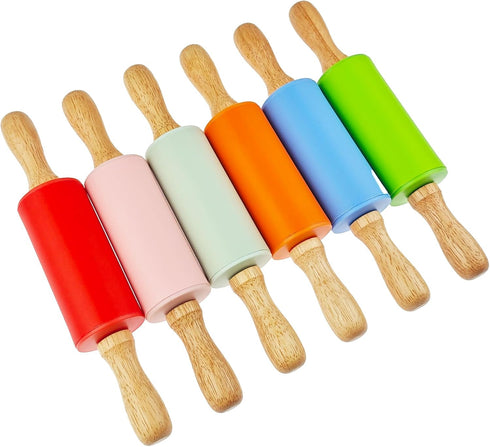 Miokun 6 Pack (6 (9 Inch) Small Rolling Pin for Kids, Kids Rolling Pin for Home Kitchen colors)