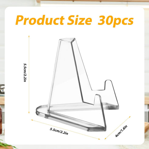 30pcs Card Display Stand, 2.2 Inch Small Transparent Card Holder Stand Acrylic Business Card Organizer Mini Clear Coin Easel Stand Desk Picture Holder for Medals, Sports Cards, Trading Cards