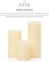 BASK Mottled Pillar Candles, Unscented Ivory Set of 3, Dripless, Smokeless for All Occasions