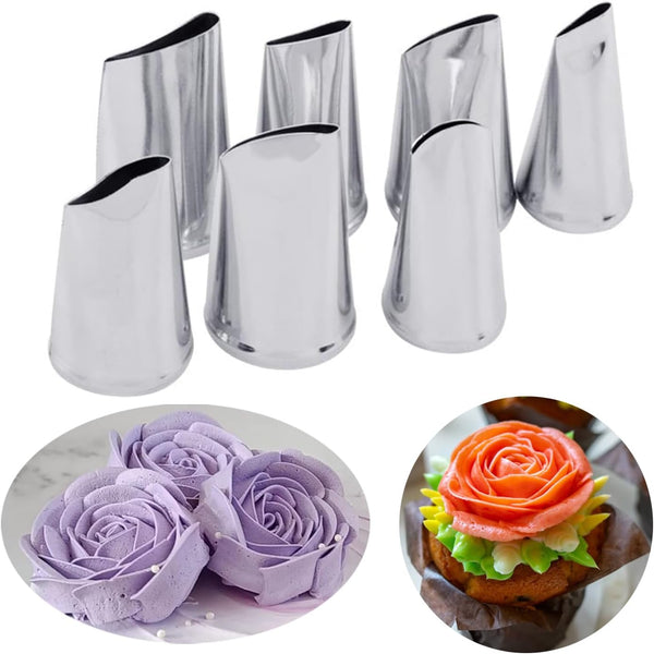 Hendiy 7 Pieces Cake Decorating Tips Set, Cream Icing Piping Fondant Nozzle Pastry Tools for Decorating