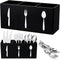 Acrylic Cutlery Storage Organizer Bin for Kitchen - 3 Section Silverware Caddy, Knife Spoon Fork Holder (Black)