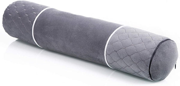 Alibo 18.9" x 3.9" Gray Bolster Neck Round Roll Support Bed Pillow with Washable Pillowcase for Pain Relief